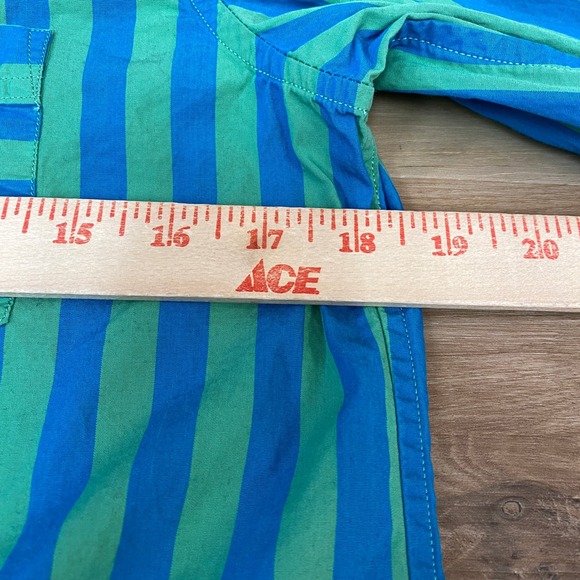 J.Crew Cotton Poplin Shirt Womens 4 Blue Green Striped Button Up Classic Fit - Picture 8 of 9